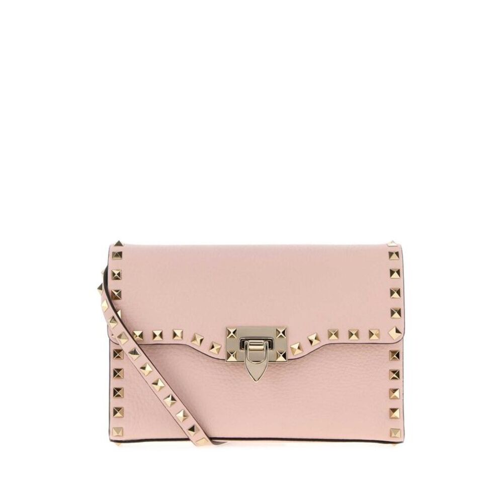 Valentino Garavani Women Pink Leather Small Rockstud Crossbody Bag